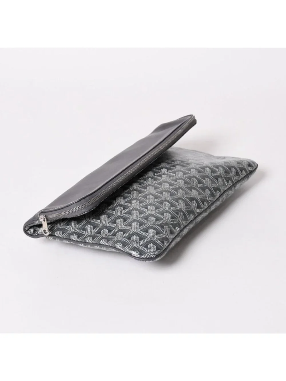 Goyard Folding Clutch Saint Marie MM Herringbone Pattern Gray